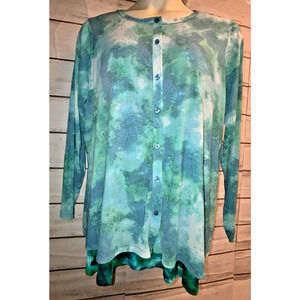 Logo By Lori Goldstein XL Cardigan Top & Layered Multicolor Stretch 2 Piece Tank